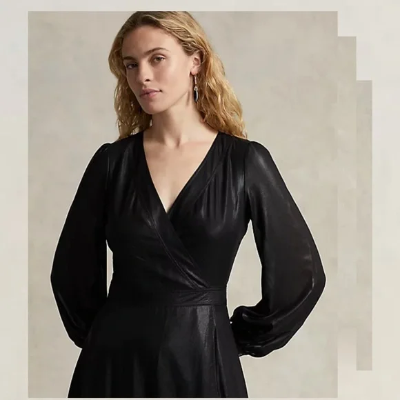 Lamé Wrap Cocktail Midi Dress - NWT - Picture 3 of 10